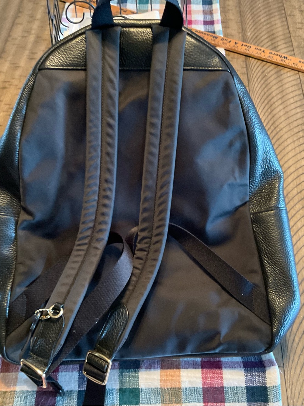 Black Leather Men’s or women’s Coach Backpack. Great travel bag.